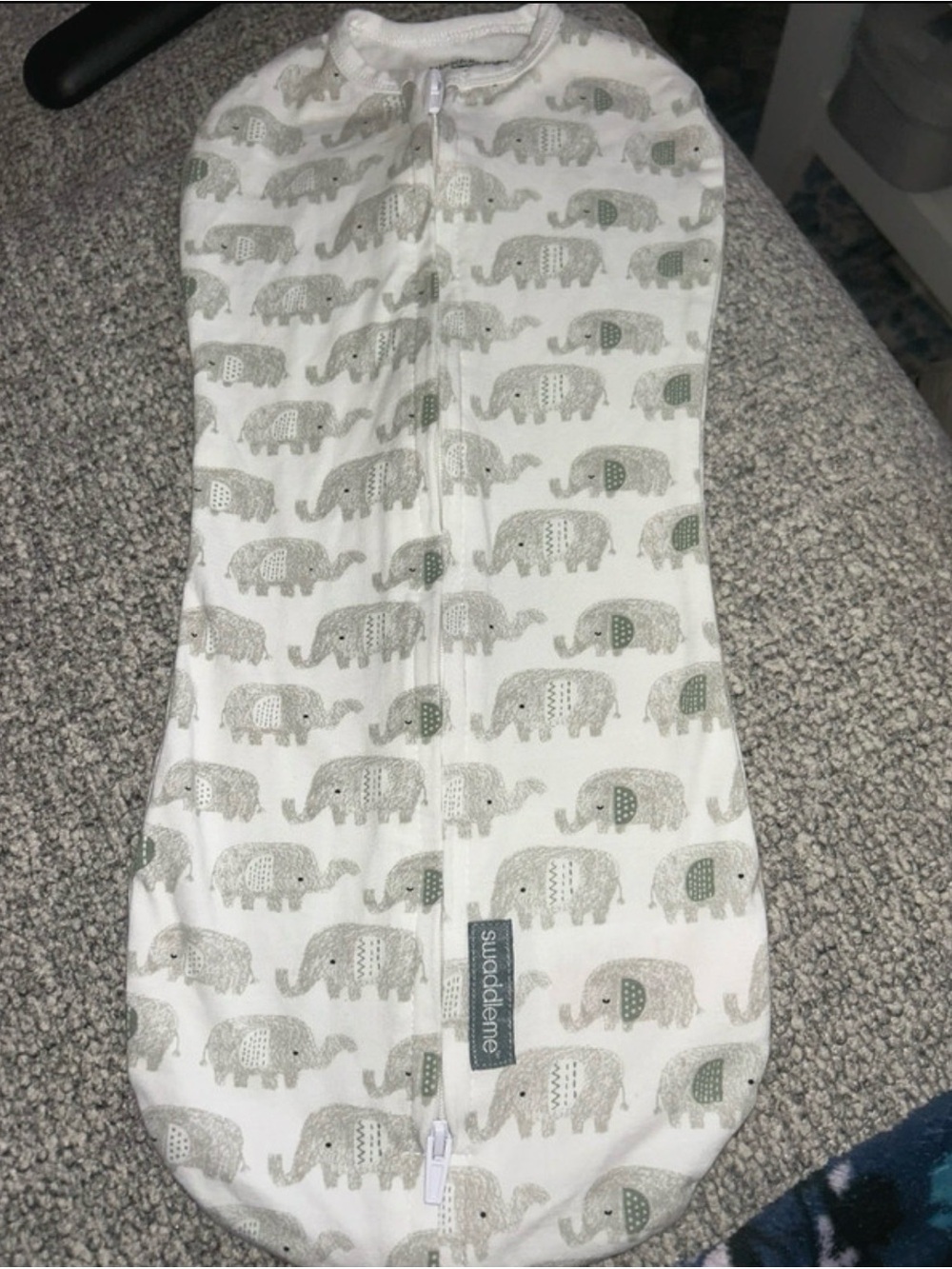 SwaddleMe White Sleep Sack with Gray Elephant Print